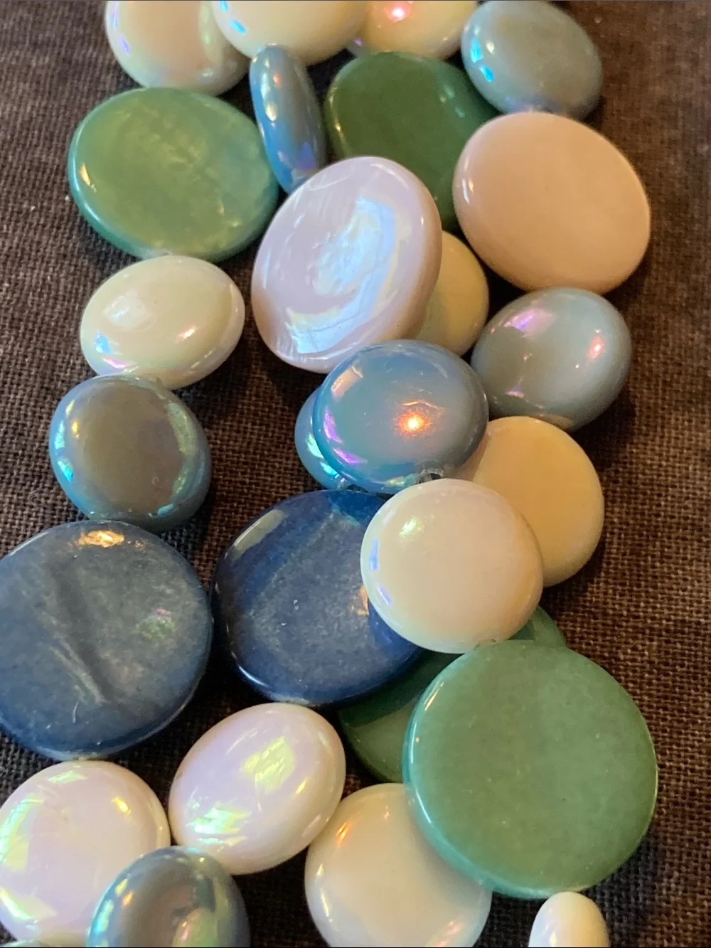 Multistrand Pastel Disc Necklace - Blue, Green, Pink